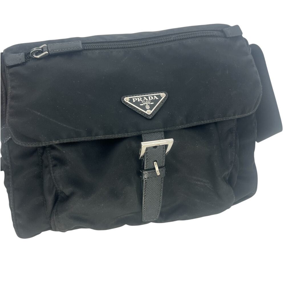 Prada Black Nylon Logo Plaque Messenger Crossbody Bag - Picture 6 of 16